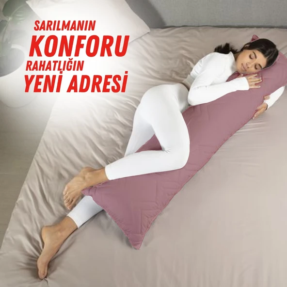 XPERMATE Sarılma Yastığı , Uyku Yastığı , Bacak Arası Yastığı Dikdörtgen 150x25 cm Toz Pembe