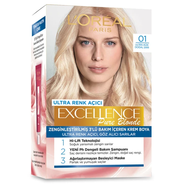 L'Oréal Paris Excellence Pure Blond Saç Boyası - 01 Ultra Açık Doğal Sarı