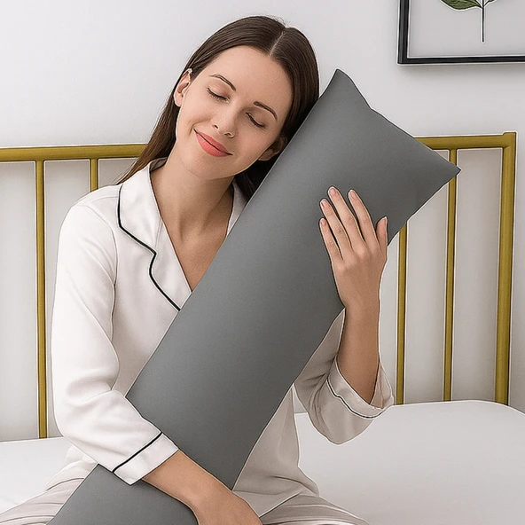 XPERMATE Sarılma Yastığı , Uyku Yastığı , Bacak Arası Yastığı Dikdörtgen 150x25 cm AçıkGri - 4
