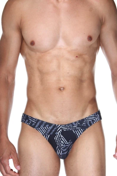 Üçgen Desenli Siyah Erkek Fit Slip 6487 ürün görseli