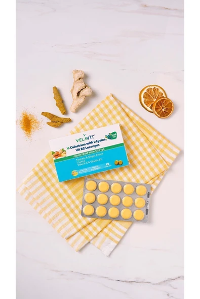 Velavit V-Colostrum with L-Lysine Vit B2 Lozenges Pastil 15 Adet - Resim 2