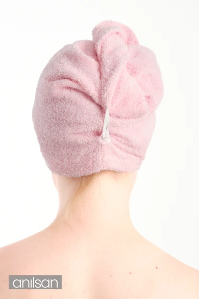 %100 Pamuk Pudra Havlu Bone Saç Kurutma Bonesi Kafa Havlusu Duş Banyo Bonesi Islak Saç Kurulama Bone - Resim 3