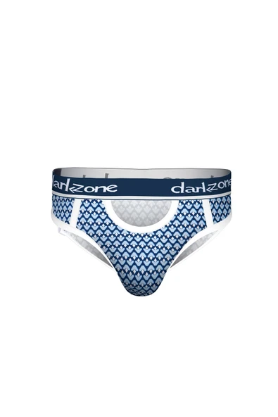 Önü Açık Desenli Mavi Erkek Slip 6261