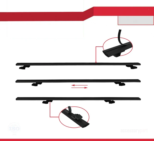 Ara Atkı Tavan Barı Basic Model 118cm Siyah (2 Adet) - 4