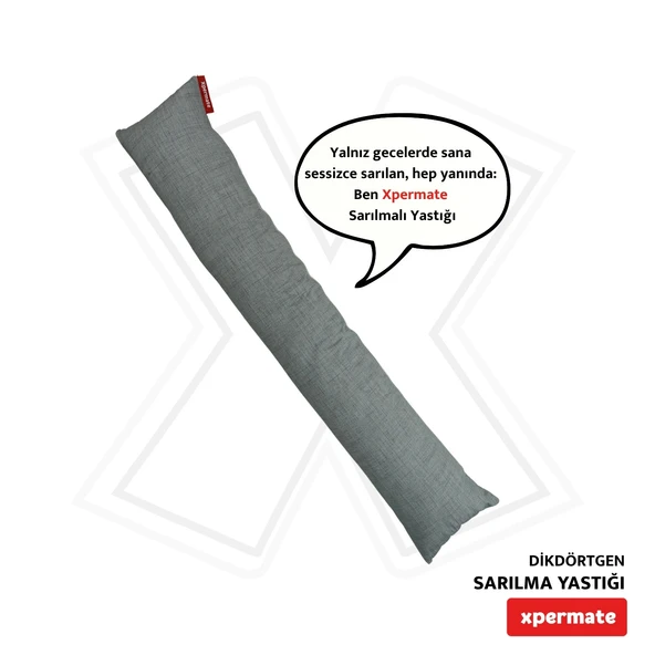 XPERMATE Sarılma Yastığı , Uyku Yastığı , Bacak Arası Yastığı Dikdörtgen 150x25 cm AçıkGri - 1