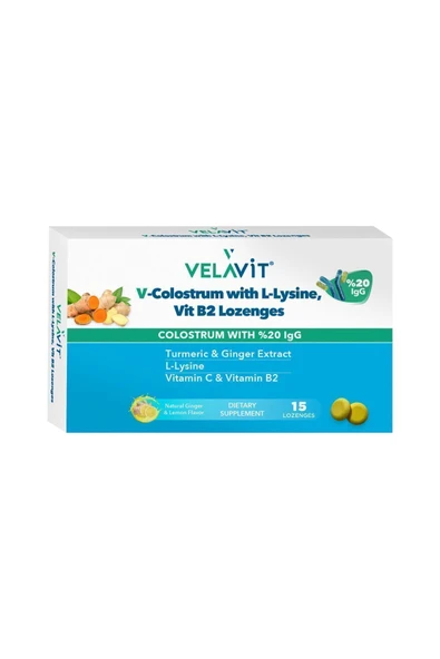 Velavit V-Colostrum with L-Lysine Vit B2 Lozenges Pastil 15 Adet - Resim 3