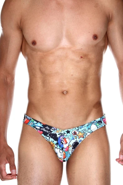 Erkek Emoji Desenli Dijital Baskılı Renkli Slip 6078