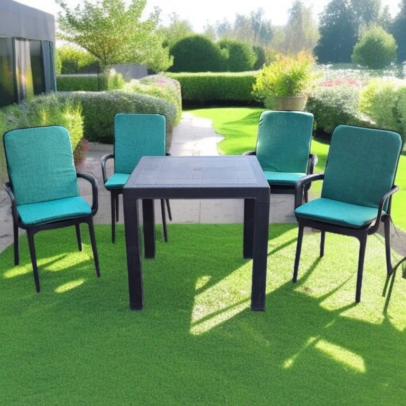 LÜKS ARKALIKLI SANDALYE MİNDERİ 4LÜ 4CM SÜNGERLİ YEŞİL - 2