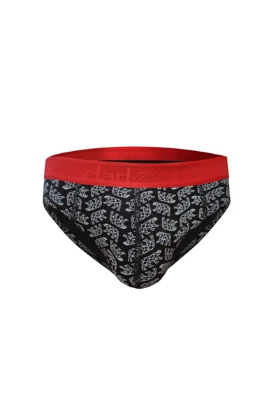 Erkek Ayı Desenli Siyah Pamuklu Slip 6338