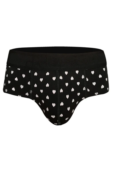 Erkek Kalp Desenli Siyah Pamuklu Slip 6375
