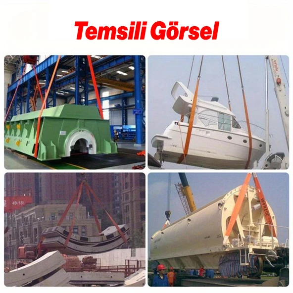 Sapan Polyester Spanzet 5 Ton 3 Metre Kırmızı Sağlam Yük Kaldırma Taşıma İndirme Halat - Resim 4