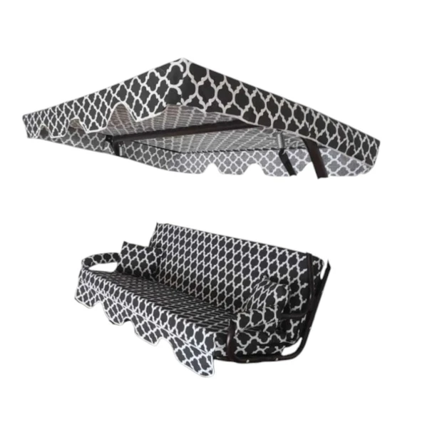 3 Kişilik Lüks Salıncak Kılıf Seti Süngersiz Karaçatı Desen 164x47 - 2