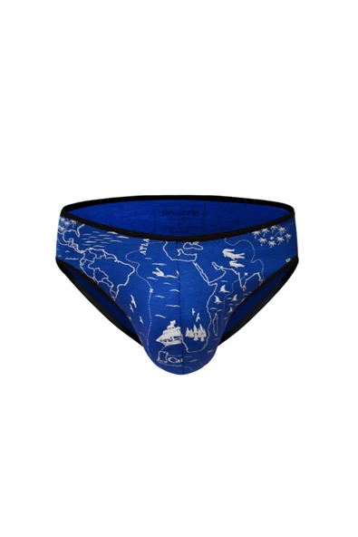 Harita Desenli Saks Erkek Slip 6540