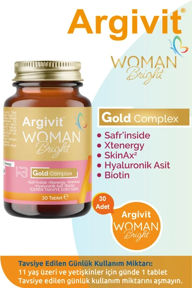 Woman Bright Gold Kompleks 2'li Paket - Biotin, Niasin, Çinko (SAFR’İNSİDE) Takviye Edici 30 Tablet - 2