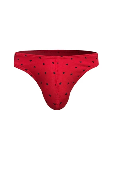 Kalp Desenli Kırmızı Erkek Fit Slip 6481