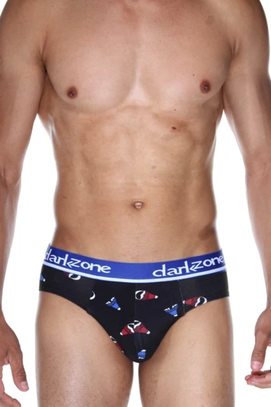 Şapka Desenli Siyah Erkek Slip 6385