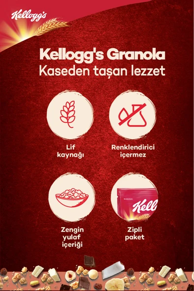 Kellogg’s Granola Çikolata Parçacıklı Ve Fındıklı 340g X5 Adet, %44 Yulaf Ezmesi,lif Kaynağı,kahvaltılık - 3