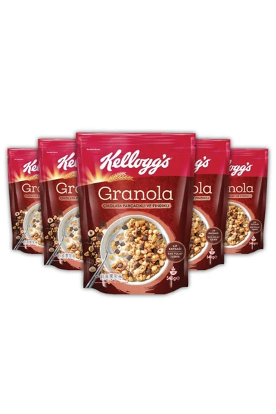 Kellogg’s Granola Çikolata Parçacıklı Ve Fındıklı 340g X5 Adet, %44 Yulaf Ezmesi,lif Kaynağı,kahvaltılık - 5