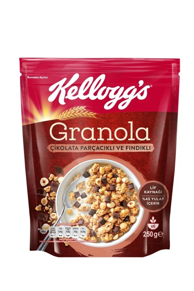 Kellogg’s Granola Çikolata Parçacıklı Ve Fındıklı 250g,%44 Yulaf Ezmesi,lif Kaynağı,kahvaltılık - 2