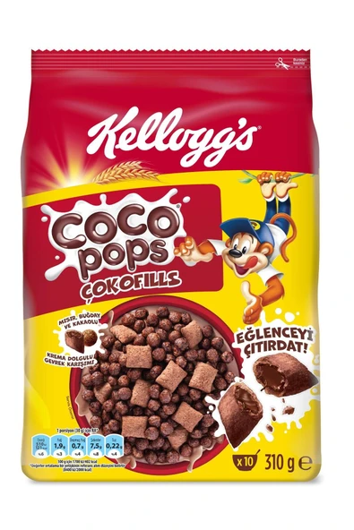 Coco Pops Çokofills Kakaolu Krema Dolgulu Tahıl Gevreği 310 Gr, Kahvaltılık Gevrek, Mısır Gevreği