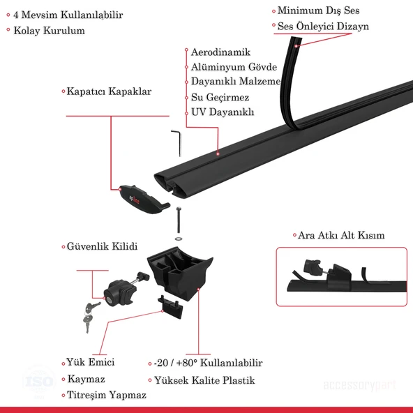 Ara Atkı Tavan Barı Hook Model 140cm Gri (2 Adet) - 4