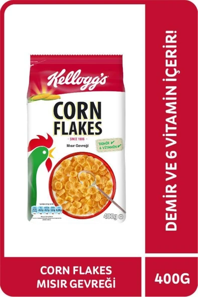Corn Flakes Kahvaltılık Mısır Gevreği 400 Gr,lif Kaynağı,demir Ve 6 Vitamin Içerir