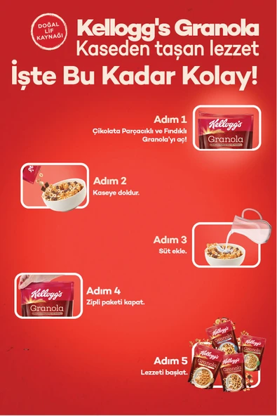 Kellogg’s Granola Çikolata Parçacıklı Ve Fındıklı 250g,%44 Yulaf Ezmesi,lif Kaynağı,kahvaltılık - 6