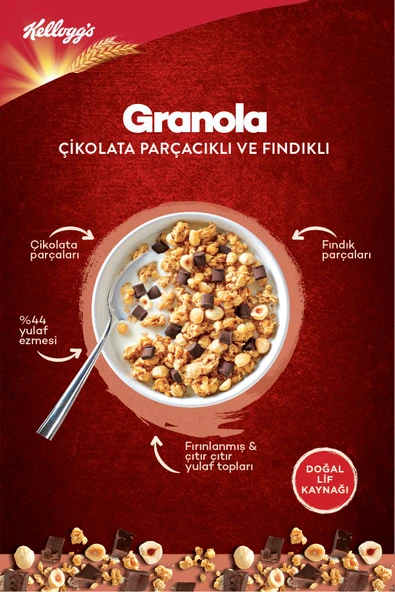 Kellogg’s Granola Çikolata Parçacıklı Ve Fındıklı 340g X5 Adet, %44 Yulaf Ezmesi,lif Kaynağı,kahvaltılık - 2