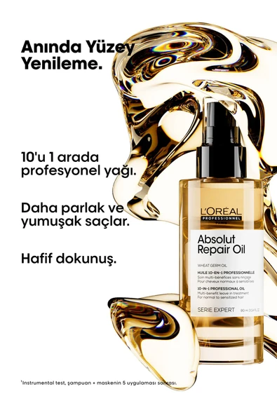 L'OREAL PROFESSİONNEL Loreal Serie Expert Absolut Repair 10 In 1 Yıpranmış Saçlar Için 10 Etkili Mucize Saç Bakım Yağı 90 - Resim 2