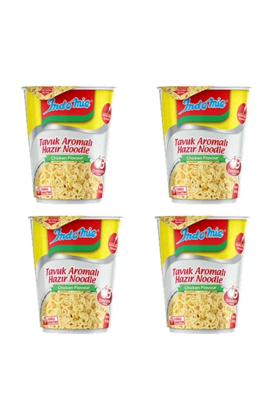Indomie Indomie 60gr Bardak Tavuk Çeşnili Hazır Noodle Makarna ''4 Adet''