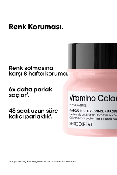 L'OREAL PROFESSİONNEL Serie Expert Vitamino Color Boyalı Saçlar Için Renk Koruyucu Maske 250ml - Resim 2