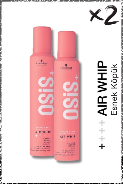 OSİS Air Whip Hacim Ve Tutuş Sağlayan Esnek Köpük 200ml x 2 Adet | Nemli Saç Hissi, Isı Koruma