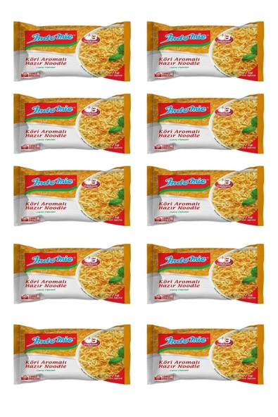 Indomie 10'lu Köri Aromalı Hazır Noodle. Çin Çubuğu (chopstick) Hediyeli.