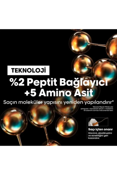 L'OREAL PROFESSİONNEL Absolut Repair Molecular Onarıcı ve Güçlendirici Durulanmayan Maske 50ml - Resim 3