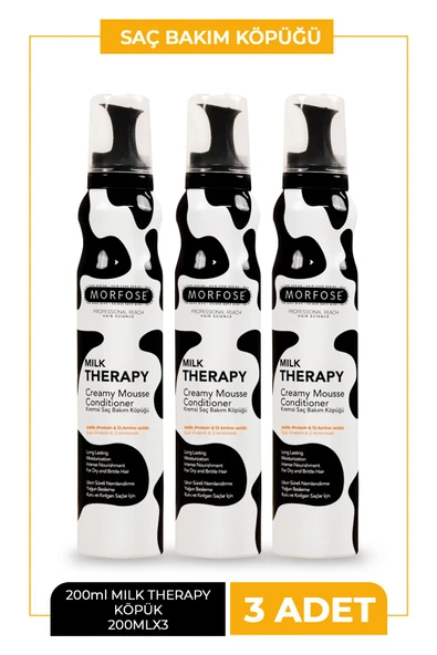 MORFOSE Milk Therapy Saç Köpüğü 200 ml 3 Adet - Isıyı Karşı Koruma, Nemlendirme ürün görseli