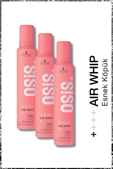 OSİS Air Whip Hacim Ve Tutuş Sağlayan Esnek Köpük 200ml x 3 Adet | Nemli Saç Hissi, Isı Koruma ürün görseli