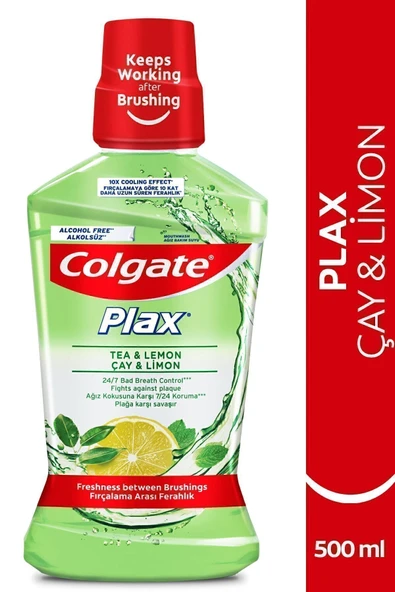 Plax Çay ve Limon Plağa Karşı Alkolsüz Ağız Bakım Suyu 500 ml