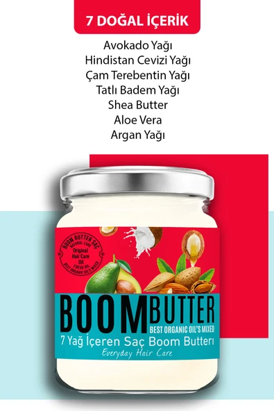 BOOM BUTTER 7 Yağ Içeren Besleyici Ve Nemlendirici Saç Bakım Yağı 190 ml - Resim 2