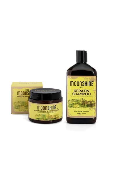 MOONSHINE Keratin Desteği Set (500ml Şampuan + 500ml Mask&conditioner)