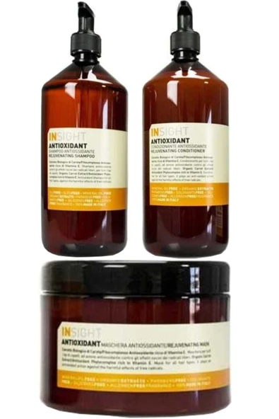 INSİGHT Antioxidant Rejuvenating Antioksidan Şampuan 900 ml + Krem 900 ml + Maske 500 ml 8029352351023