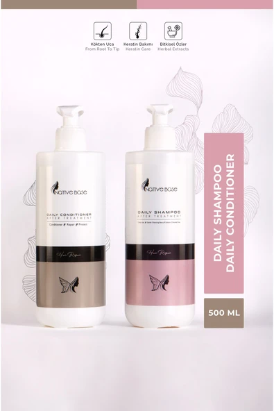 NATİVE BASE Keratin Sonrası Günlük Şampuan ve Krem 500 ml ürün görseli