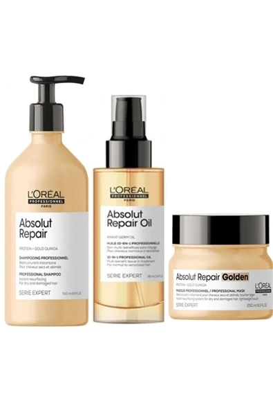 L'OREAL PROFESSİONNEL Loreal Serie Expert Absolut Repair Şampuan 500 Ml + Absolut Repair Maske + Absolut Repair Serum 90ml