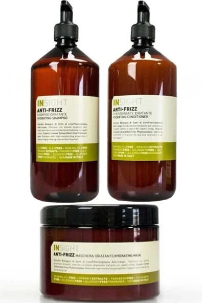 INSİGHT Anti Frizz Kabarma Önleyici Şampuan 900 ml + Krem 900 ml + Maske 500 ml 8029352351027