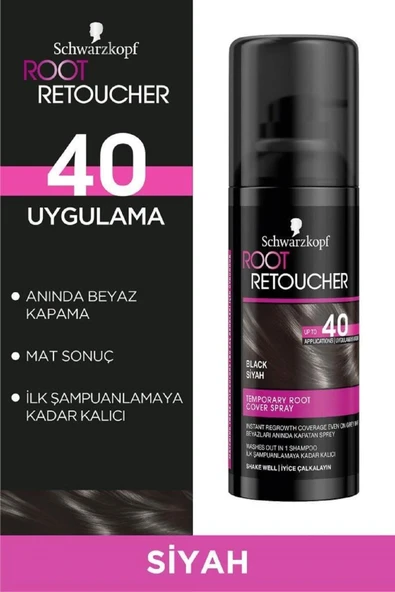 SCHWARZKOPF Root Retoucher Beyazları Anında Kapatan Sprey Boya Siyah 120 ML