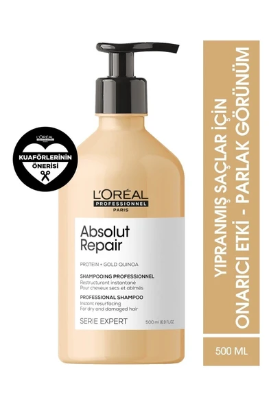 L'OREAL PROFESSİONNEL Loreal Serie Expert Absolut Repair Şampuan 500 ml Absolut Golden Maske Absolut Repair Serum 90ml - Resim 2