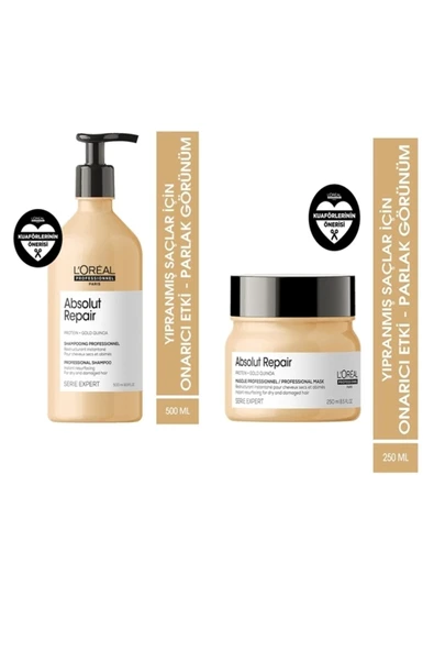 L'OREAL PROFESSİONNEL Loreal Serie Expert Absolut Repair Onarıcı Şampuan 500 Ml + Serie Expert Absolut Repair Maske