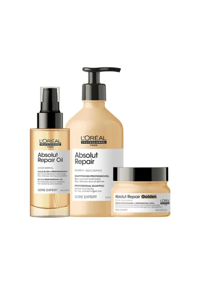 L'OREAL PROFESSİONNEL Loreal Serie Expert Absolut Repair Şampuan 500 ml Absolut Golden Maske Absolut Repair Serum 90ml