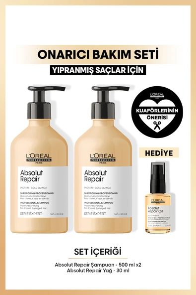 L'OREAL PROFESSİONNEL Serie Expert Absolut Repair Yıpranmış Saçlar Için Onarıcı Şampuan 500 Ml X2