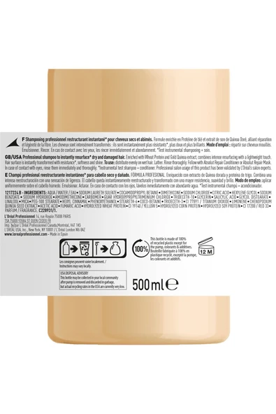 L'OREAL PROFESSİONNEL Serie Expert Absolut Repair Yıpranmış Saçlar Için Onarıcı Şampuan 500ml - Resim 3
