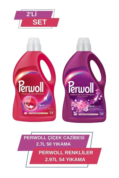 Sıvı Çamaşır Deterjanı 2x3L (95Yıkama) Renkli+Çiçek Cazibesi (2'li set)